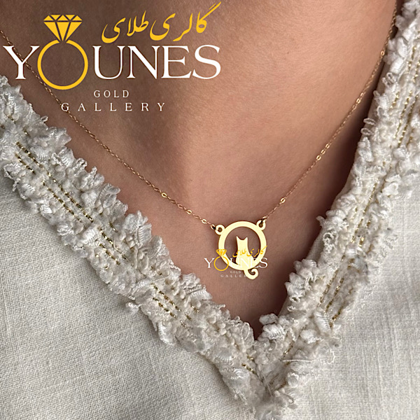 گردنبند طلا گربه دایره ای